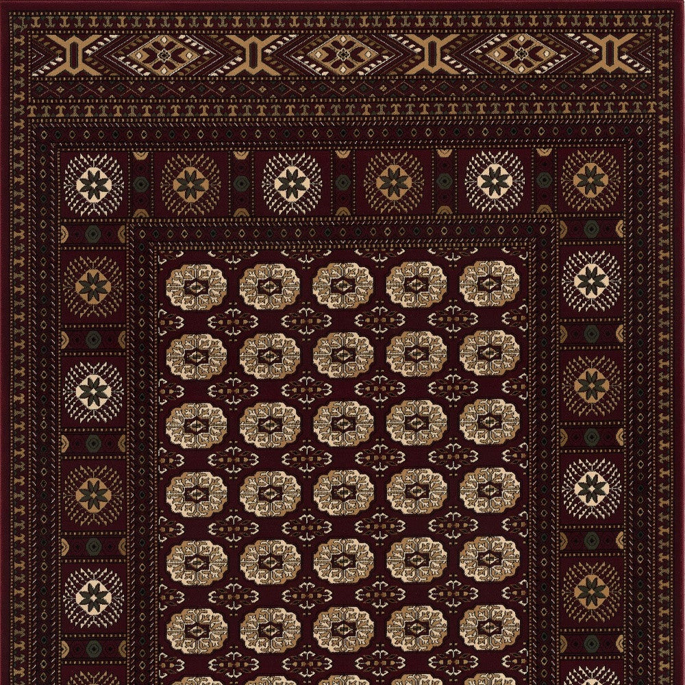 2’ x 10’ Red Eclectic Geometric Pattern Runner Rug