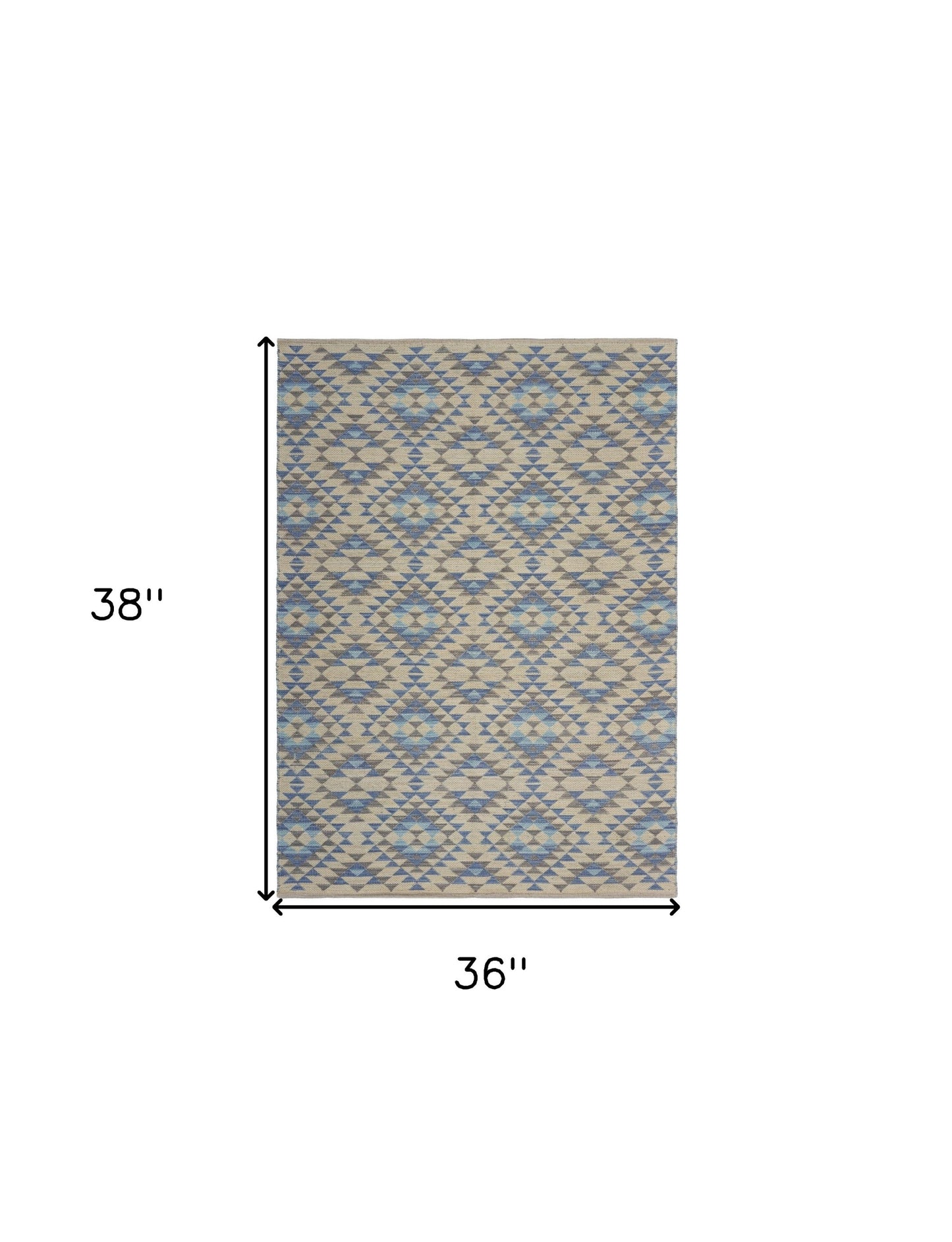 3’ x 5’ Blue Decorative Lattice Area Rug