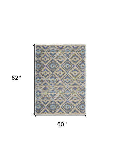 3’ x 5’ Blue Decorative Lattice Area Rug