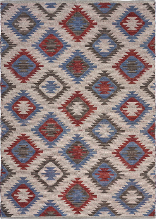 3’ x 5’ Red and Blue Geometric Diamonds Area Rug