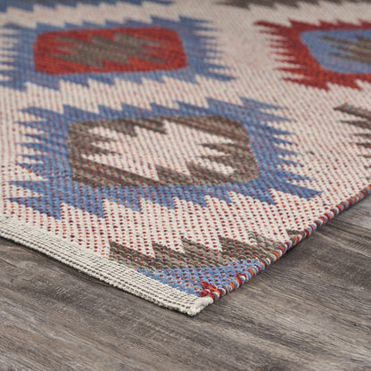 3’ x 5’ Red and Blue Geometric Diamonds Area Rug