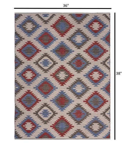 3’ x 5’ Red and Blue Geometric Diamonds Area Rug