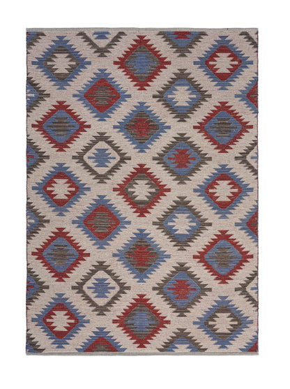 3’ x 5’ Red and Blue Geometric Diamonds Area Rug