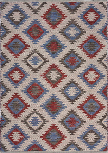 3’ x 5’ Red and Blue Geometric Diamonds Area Rug