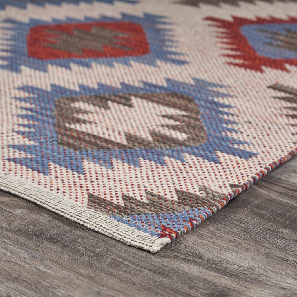 3’ x 5’ Red and Blue Geometric Diamonds Area Rug