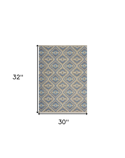 3’ x 5’ Blue Decorative Lattice Area Rug