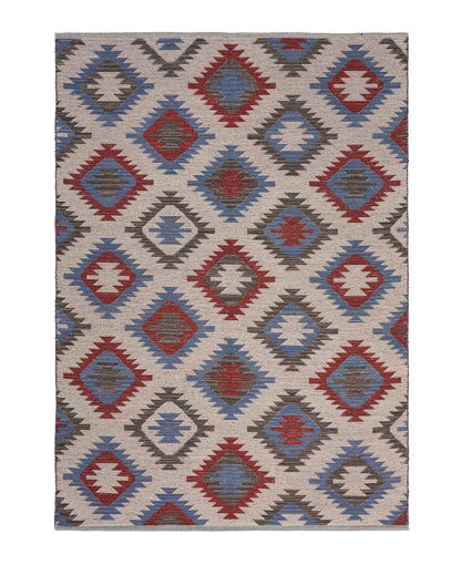 3’ x 5’ Red and Blue Geometric Diamonds Area Rug