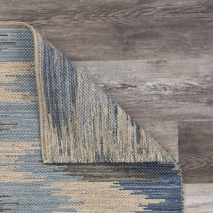 5’ x 7’ Blue and Cream Ikat Pattern Area Rug