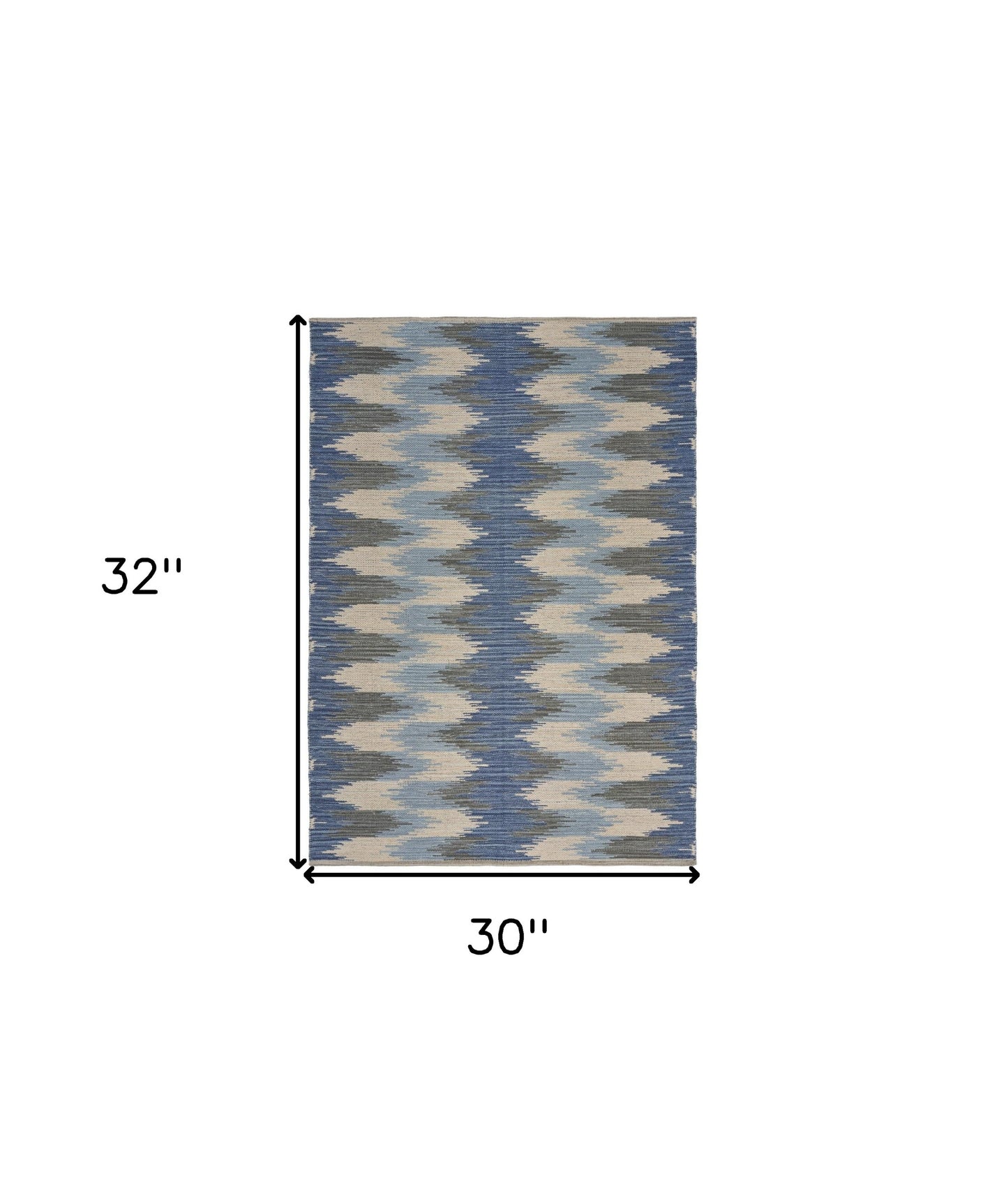 5’ x 7’ Blue and Cream Ikat Pattern Area Rug