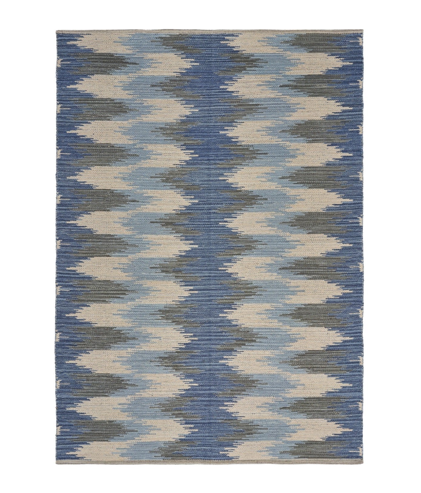 5’ x 7’ Blue and Cream Ikat Pattern Area Rug