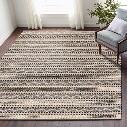 8’ x 10’ Black and Blush Chevron Stripe Area Rug