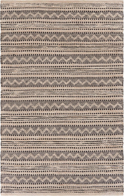 8’ x 10’ Black and Blush Chevron Stripe Area Rug