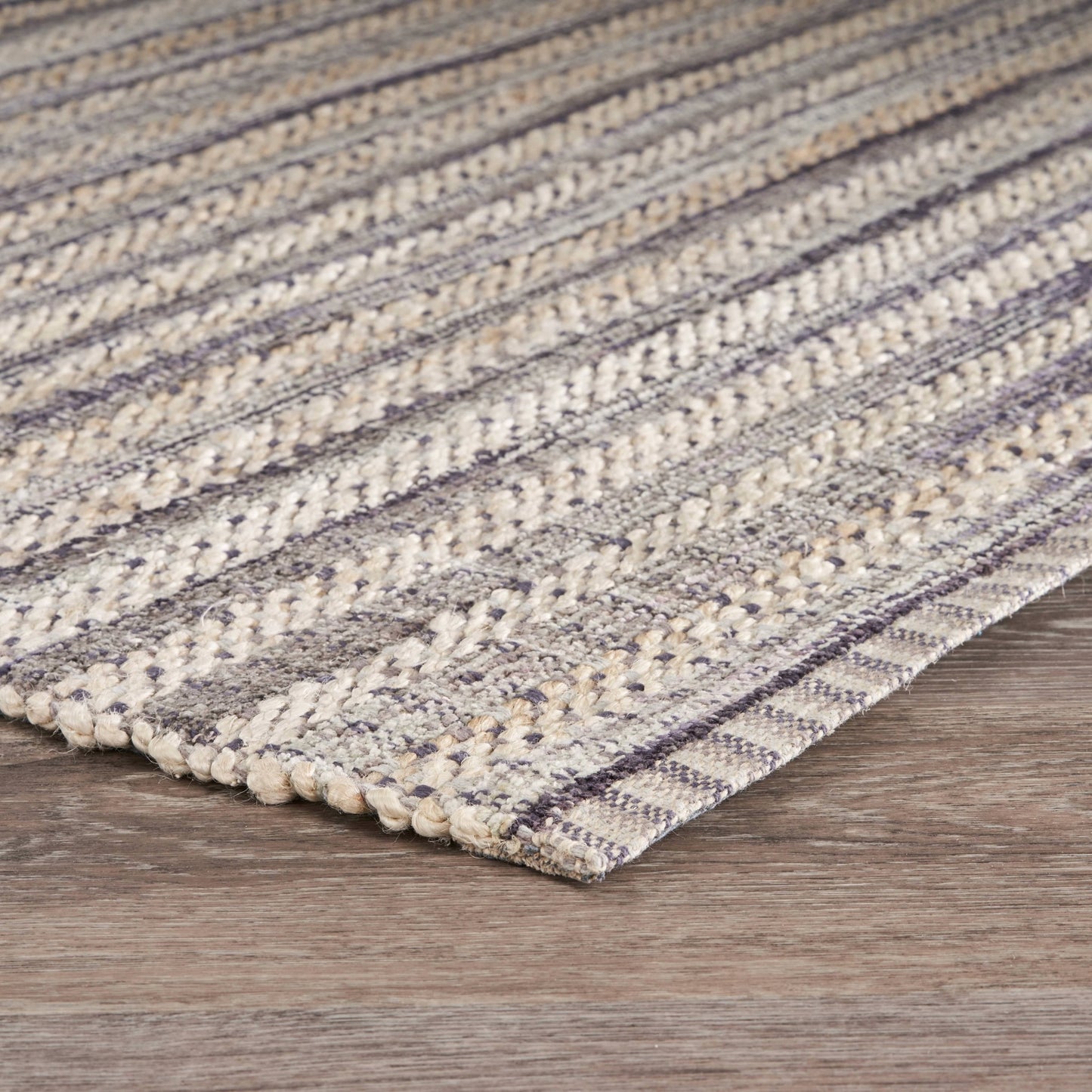 8’ x 10’ Brown and Gray Striped Area Rug