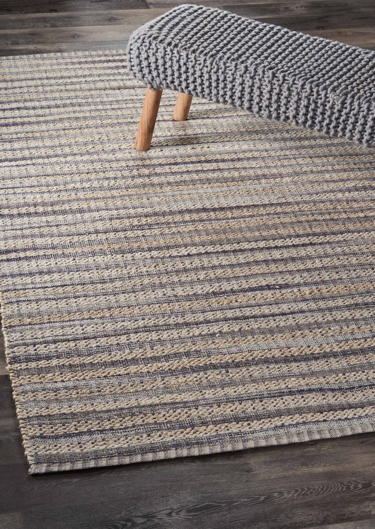 8’ x 10’ Brown and Gray Striped Area Rug