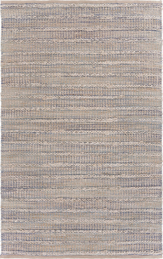 5’ x 8’ Blue and Cream Braided Jute Area Rug