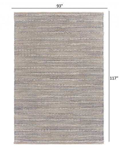 5’ x 8’ Blue and Cream Braided Jute Area Rug