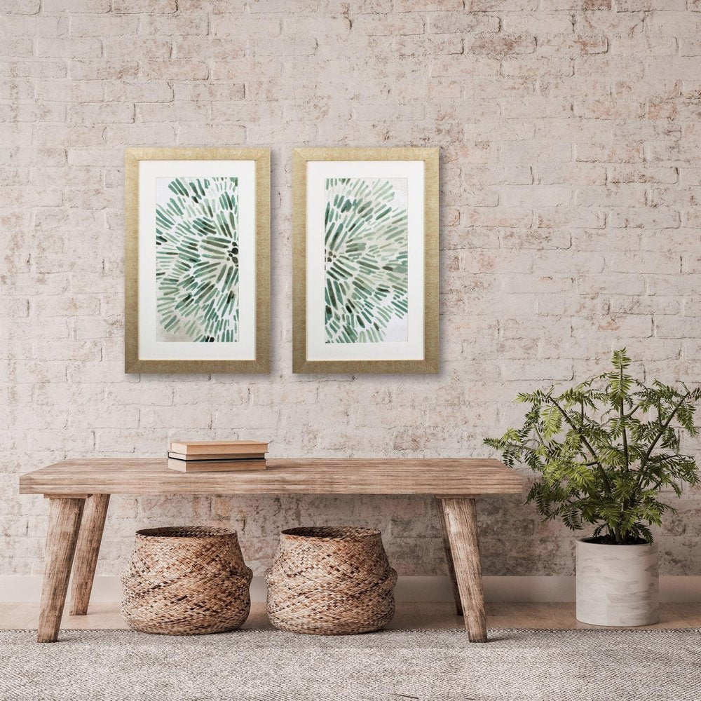 Set of Two Seafoam Green Watercolor Floral Wall Art — view 3