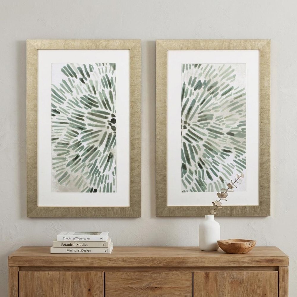 Set of Two Seafoam Green Watercolor Floral Wall Art — view 8