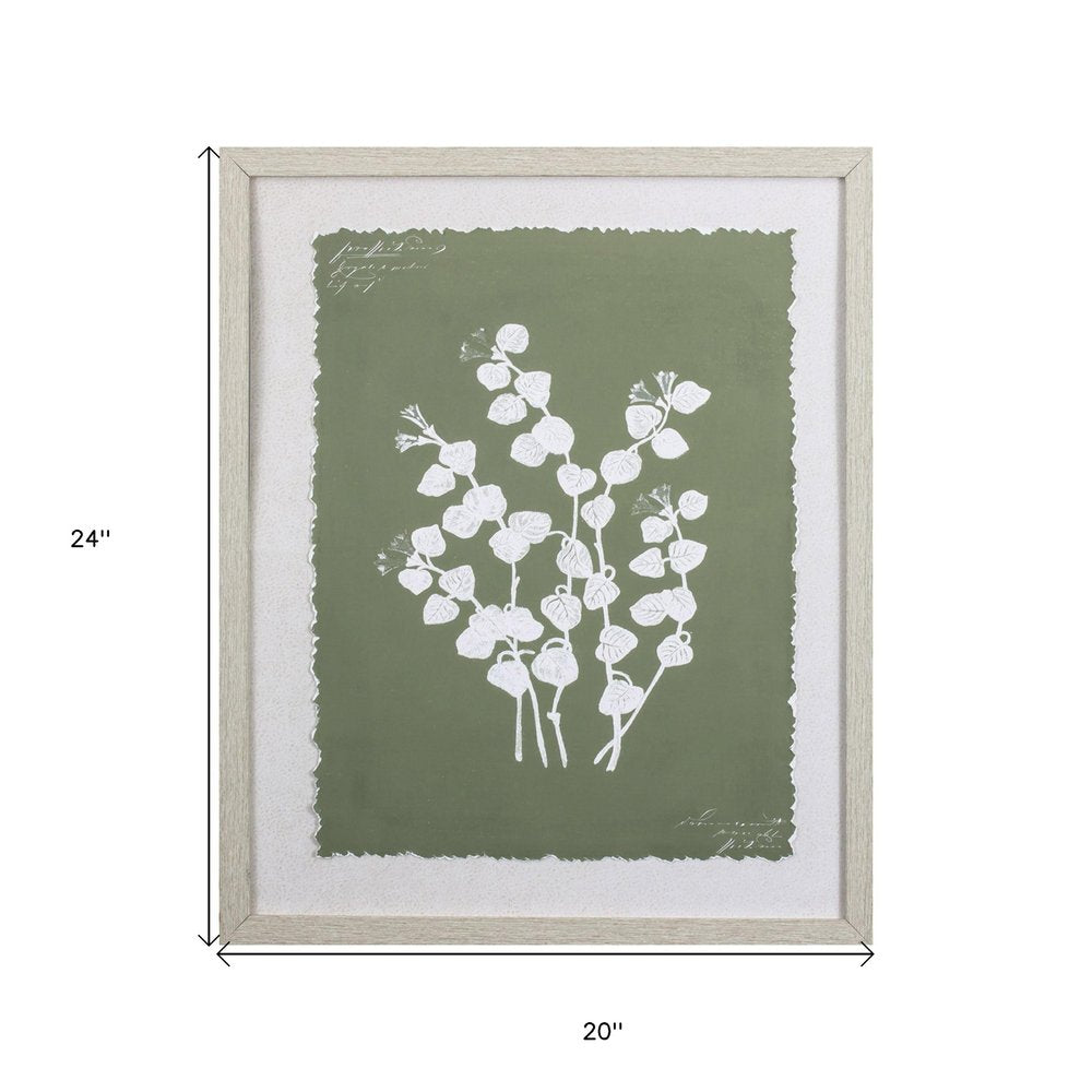 Moss Green and White Botanical Flowers 2 Wall Art — view 2