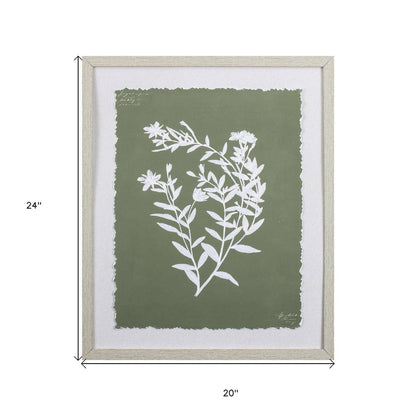 Moss Green and White Botanical Flowers 3 Wall Art
