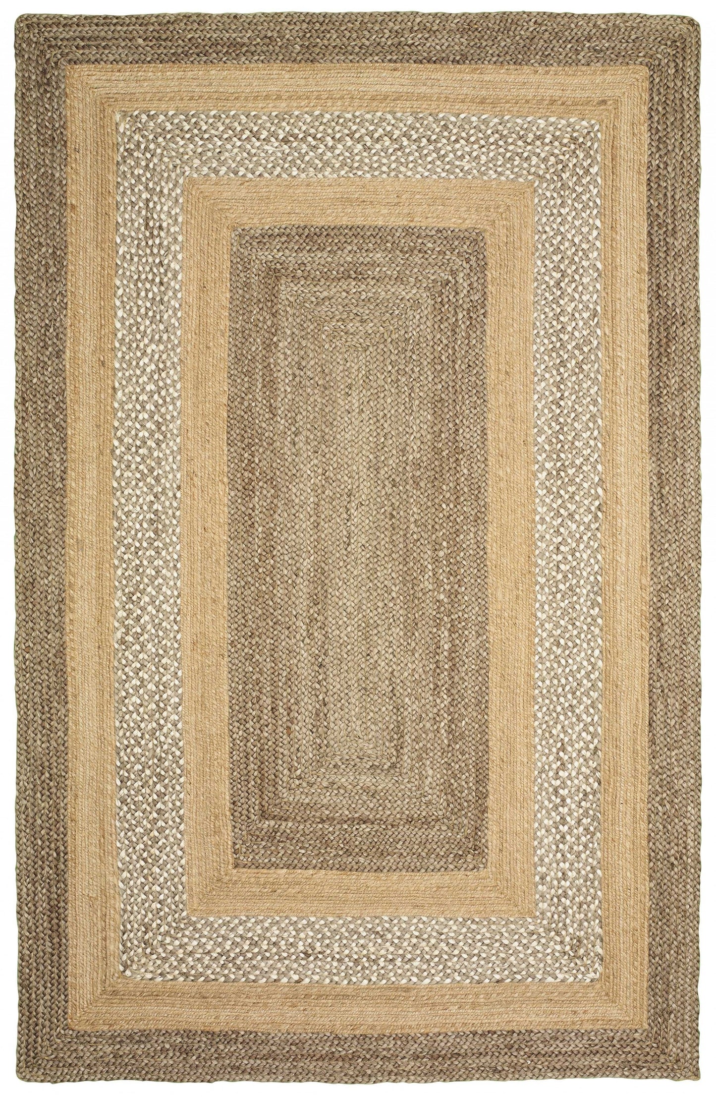 4’ x 6’ Tan and Beige Bordered Area Rug