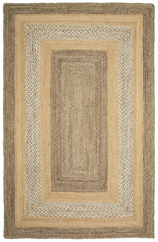 4’ x 6’ Tan and Beige Bordered Area Rug