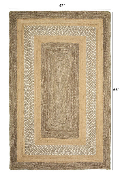 4’ x 6’ Tan and Beige Bordered Area Rug