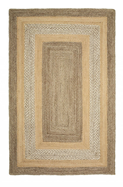 4’ x 6’ Tan and Beige Bordered Area Rug