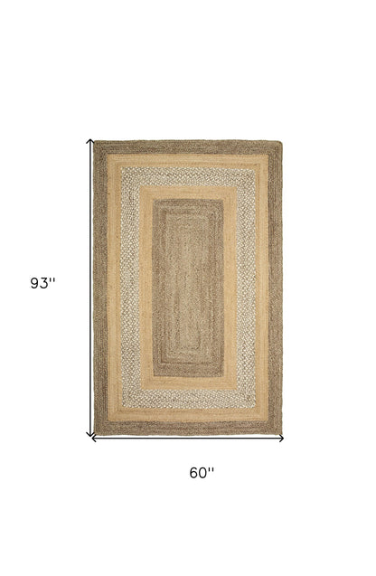 4’ x 6’ Tan and Beige Bordered Area Rug