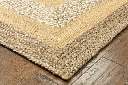 4’ x 6’ Tan and Beige Bordered Area Rug