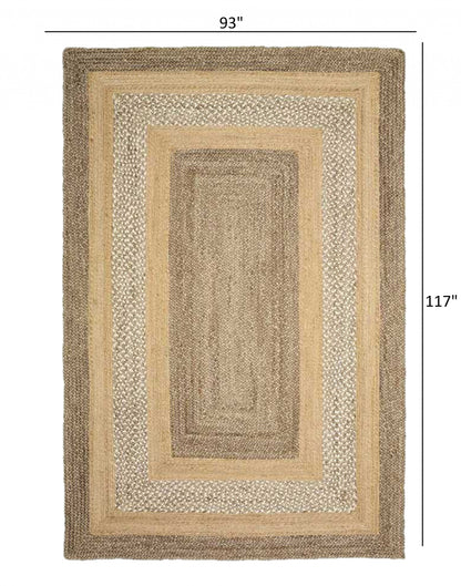 4’ x 6’ Tan and Beige Bordered Area Rug