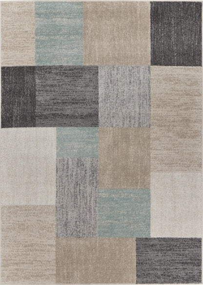 5’ x 7’ Beige and Black Modern Blocks Area Rug