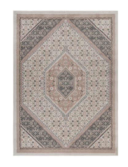 5’ x 7’ Gray and Blush Traditional Area Rug