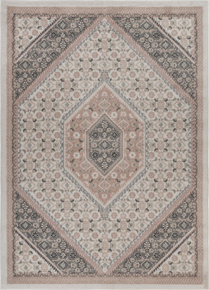 5’ x 7’ Gray and Blush Traditional Area Rug