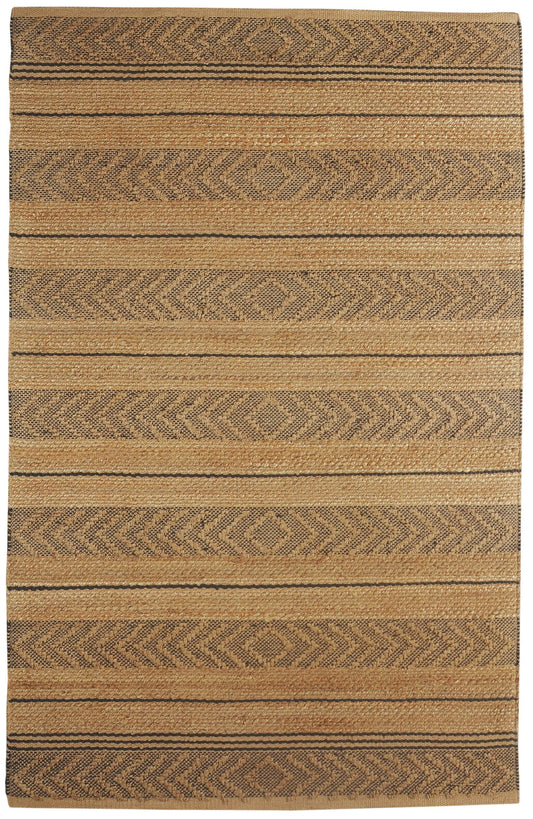 8’ x 10’ Tan and Gray Bohemian Striped Area Rug