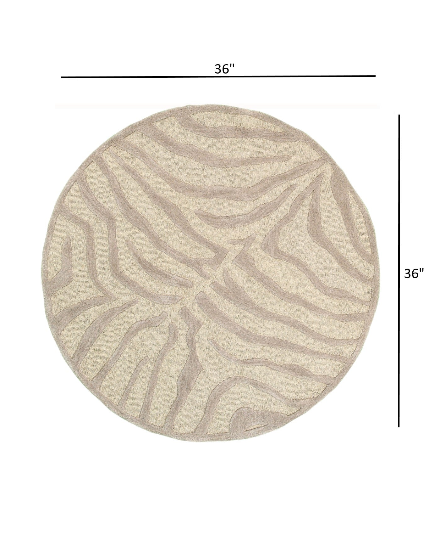 3’ Round Taupe Zebra Pattern Area Rug