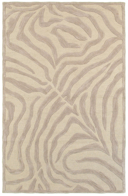 3’ Round Taupe Zebra Pattern Area Rug