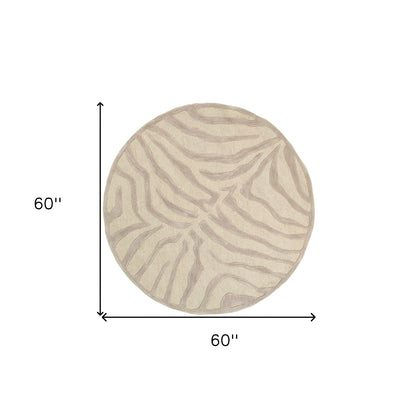 3’ Round Taupe Zebra Pattern Area Rug