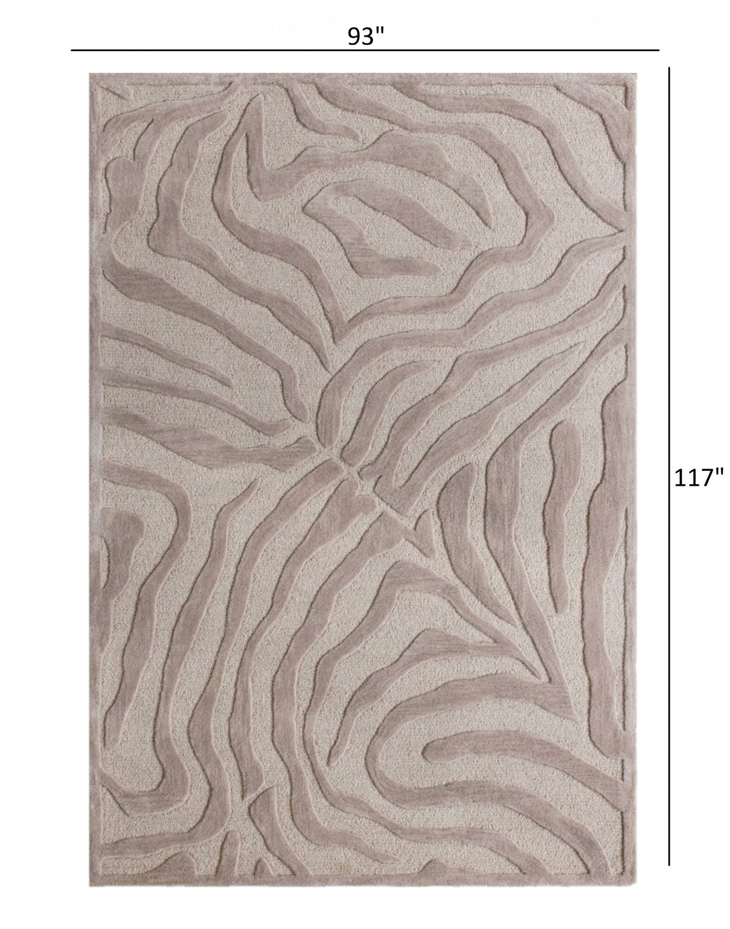 3’ Round Taupe Zebra Pattern Area Rug