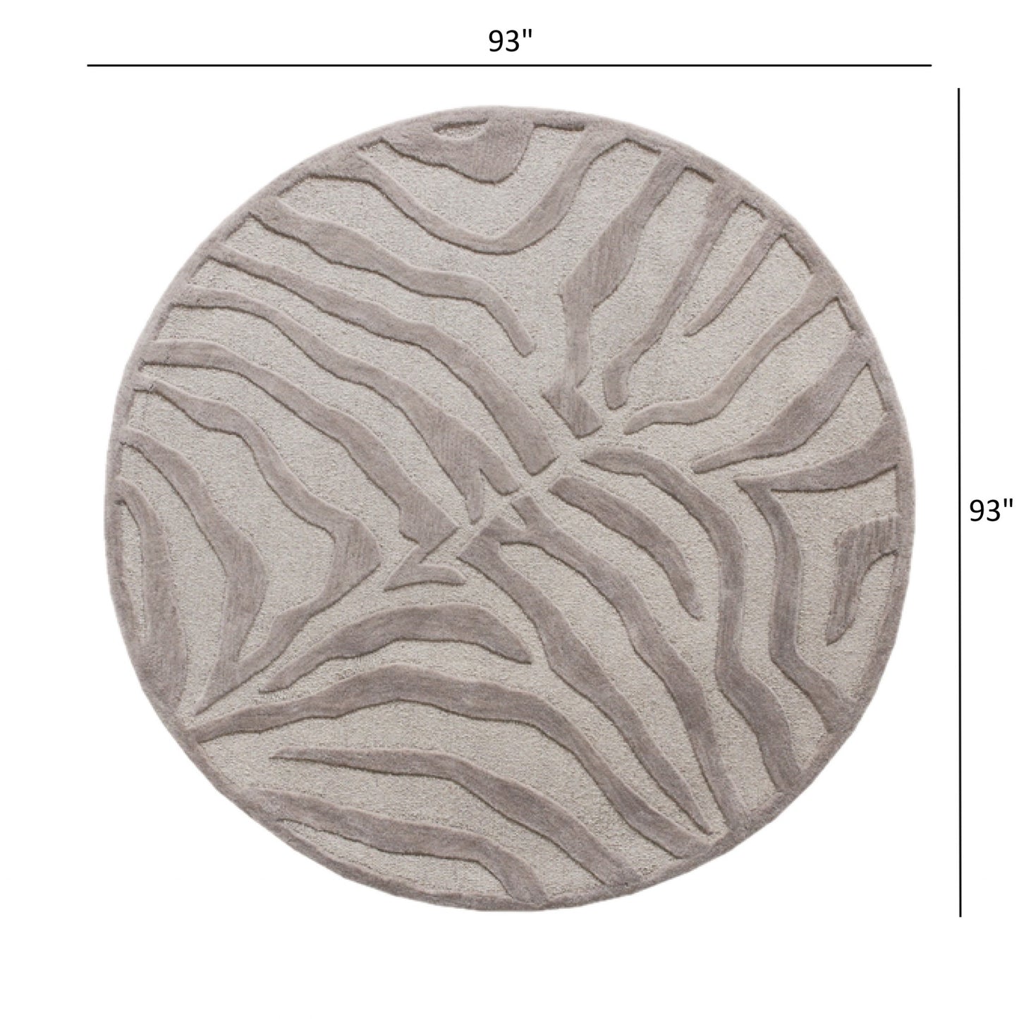 3’ Round Taupe Zebra Pattern Area Rug