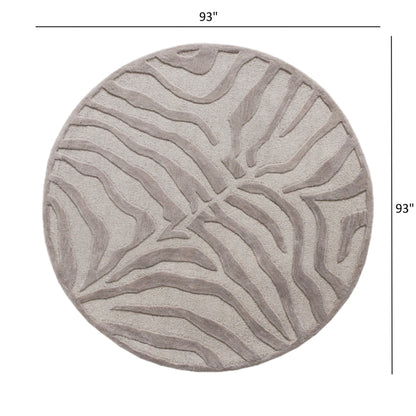 3’ Round Taupe Zebra Pattern Area Rug