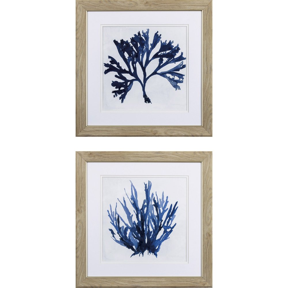 Set of Two Navy Underwater Coral Watercolor Wall Art — view 1