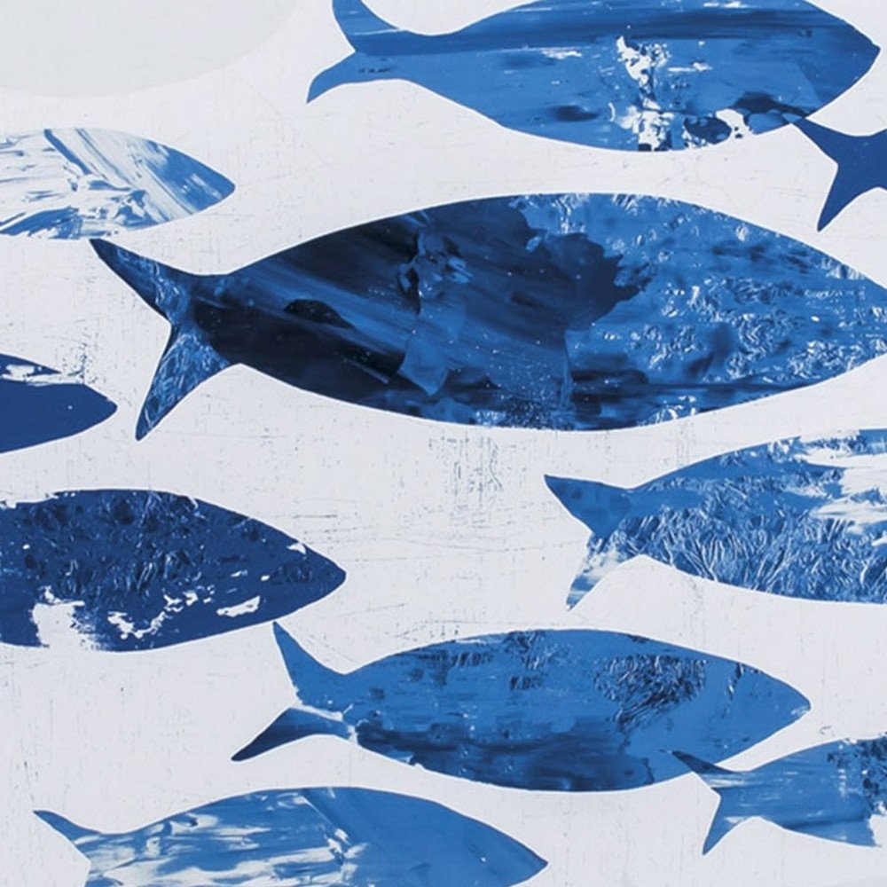 27" x 27" Marble Blue School of Fish Framed Wall Art — view 2