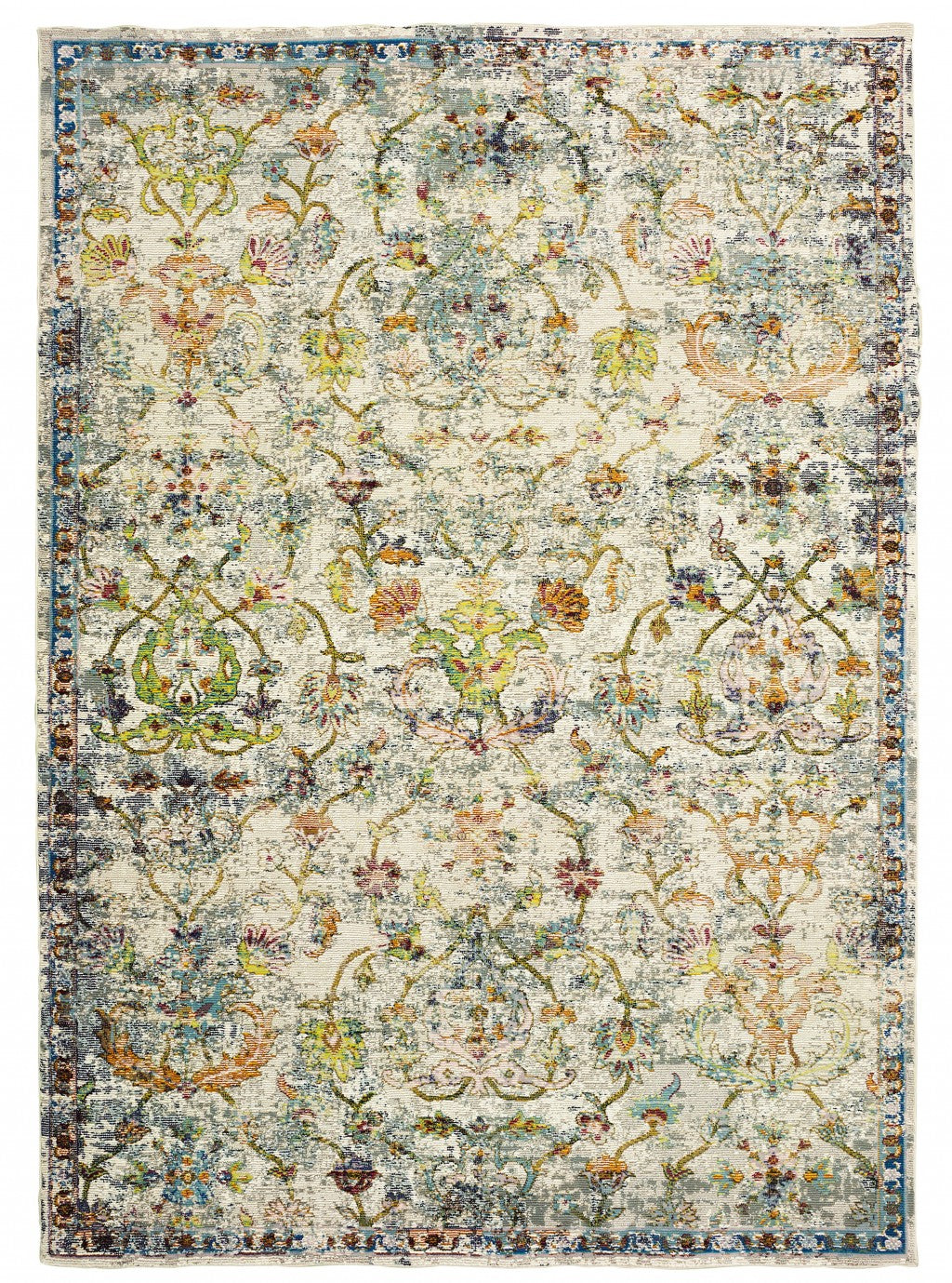 2’ x 9’ Beige Abstract Garden Runner Rug