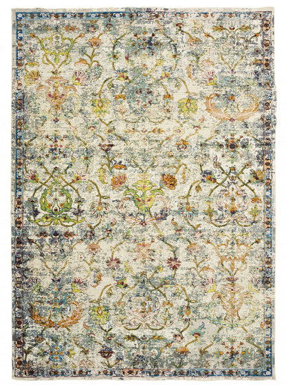 2’ x 9’ Beige Abstract Garden Runner Rug