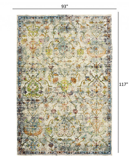 2’ x 9’ Beige Abstract Garden Runner Rug