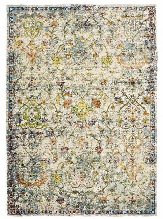 9' X 12' Beige Abstract Garden Area Rug - 105.0" (H) x 141.0" (W) x 0.4" (D)