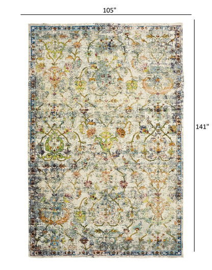 2’ x 9’ Beige Abstract Garden Runner Rug