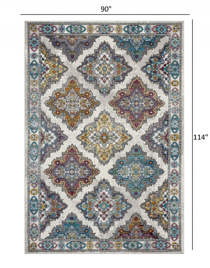 5’ x 8’ Blue Traditional Floral Motifs Area Rug