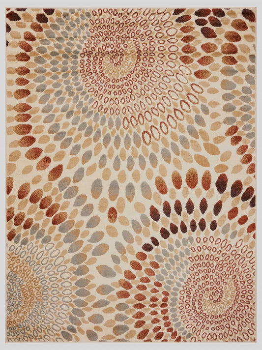 5’ x 7’ Cream and Brown Swirls Area Rug